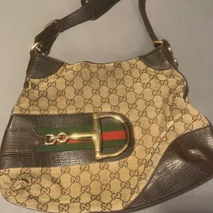 Authentic well used good condition Gucci medium hobo logo purse